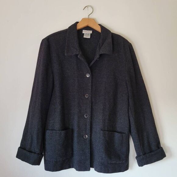 Jaclyn Smith Jackets & Blazers - Jaclyn Smith Classic Wool Blend Jacket Coat Women’s Large Charcoal Button Front